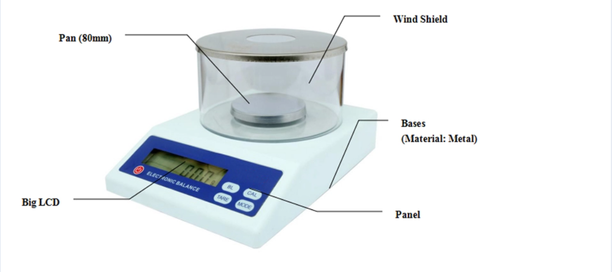 LCD Plastic Windshield Electronic Balance (1mg)