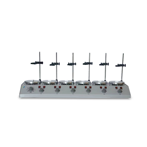 Multihead Magnetic Heating Stirrer PH-6 Series, 6-Head Constant Temperature Stirrer with Stepless Speed Control, 6×200W Heating Power, 100-1000ml Capacity